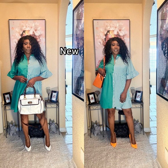 SHEIN Green and White Mini Dress - Picture 6 of 11